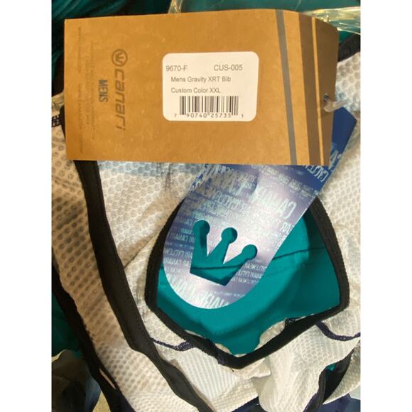 Canari Men's Size XXL Gravity XRT Padded Cycling Bib Shorts White Blue NWT - Picture 7 of 7